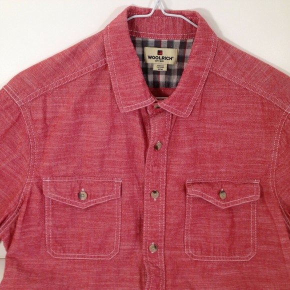 Vintage Woolrich Pocket Button Up Shirt Men's Retro Design Size M - Picture 1 of 9